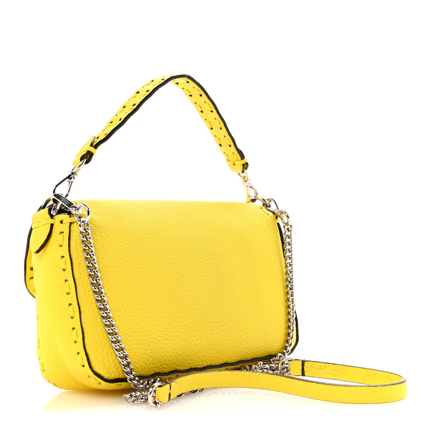 Cuoio Roma Sellerissima Nappa Sintetica Tape Stitch Mini Baguette Acid Yellow
