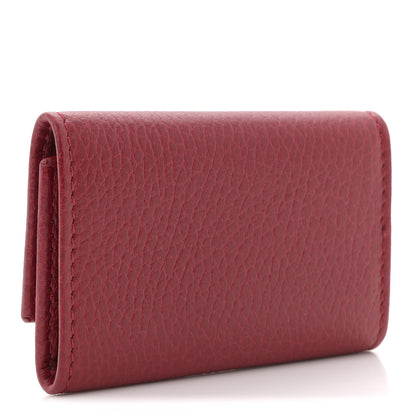 Gucci Pebbled Calfskin GG Marmont 6 Key Holder Hibiscus Red 3 of 8