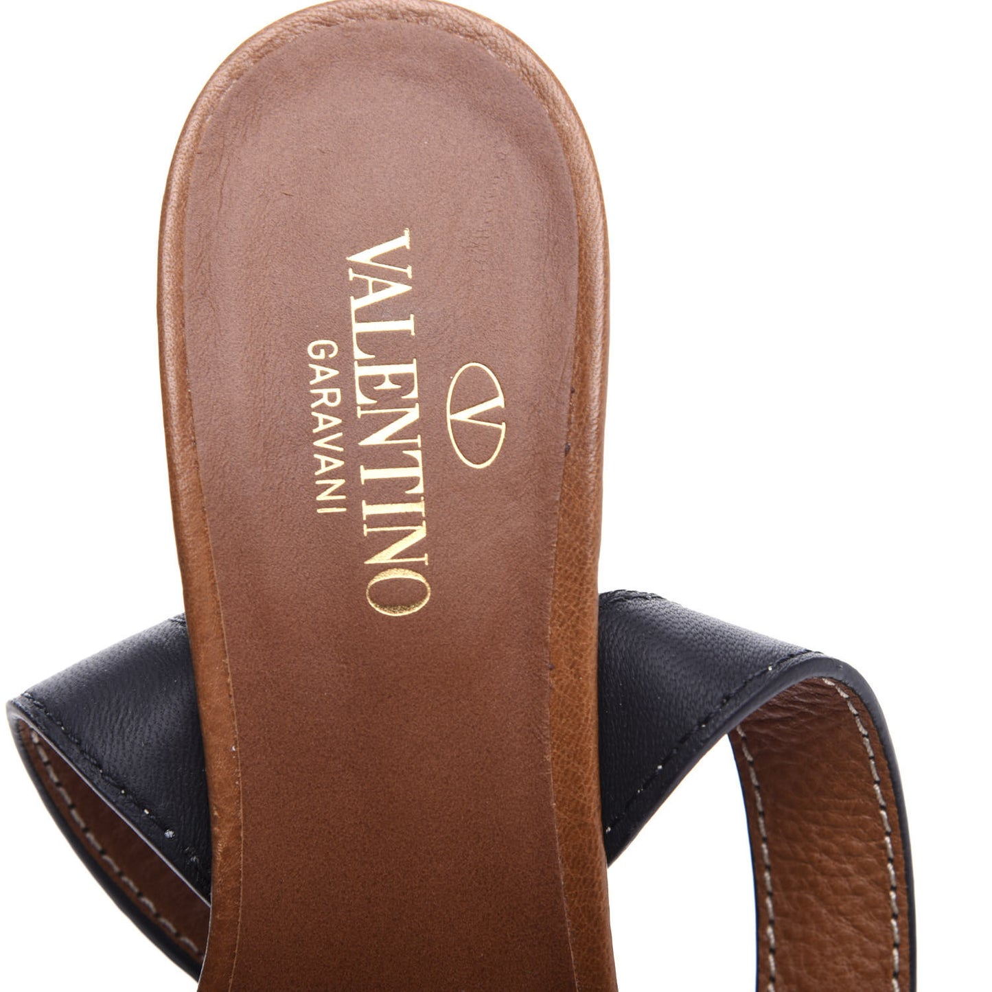 Grainy Cowhide VLogo Platform Sandals 37 Cuoio
