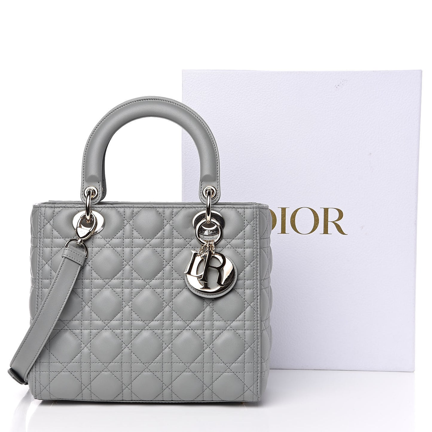 Lambskin Cannage Medium Lady Dior Grey