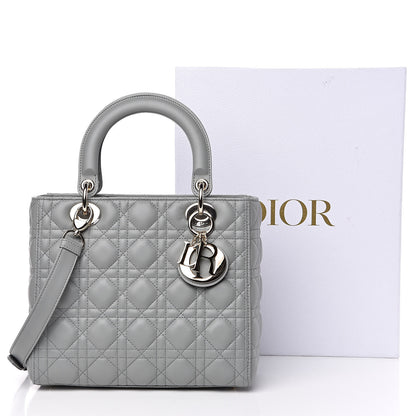 Christian Dior Lambskin Cannage Medium Lady Dior Grey 14 of 14
