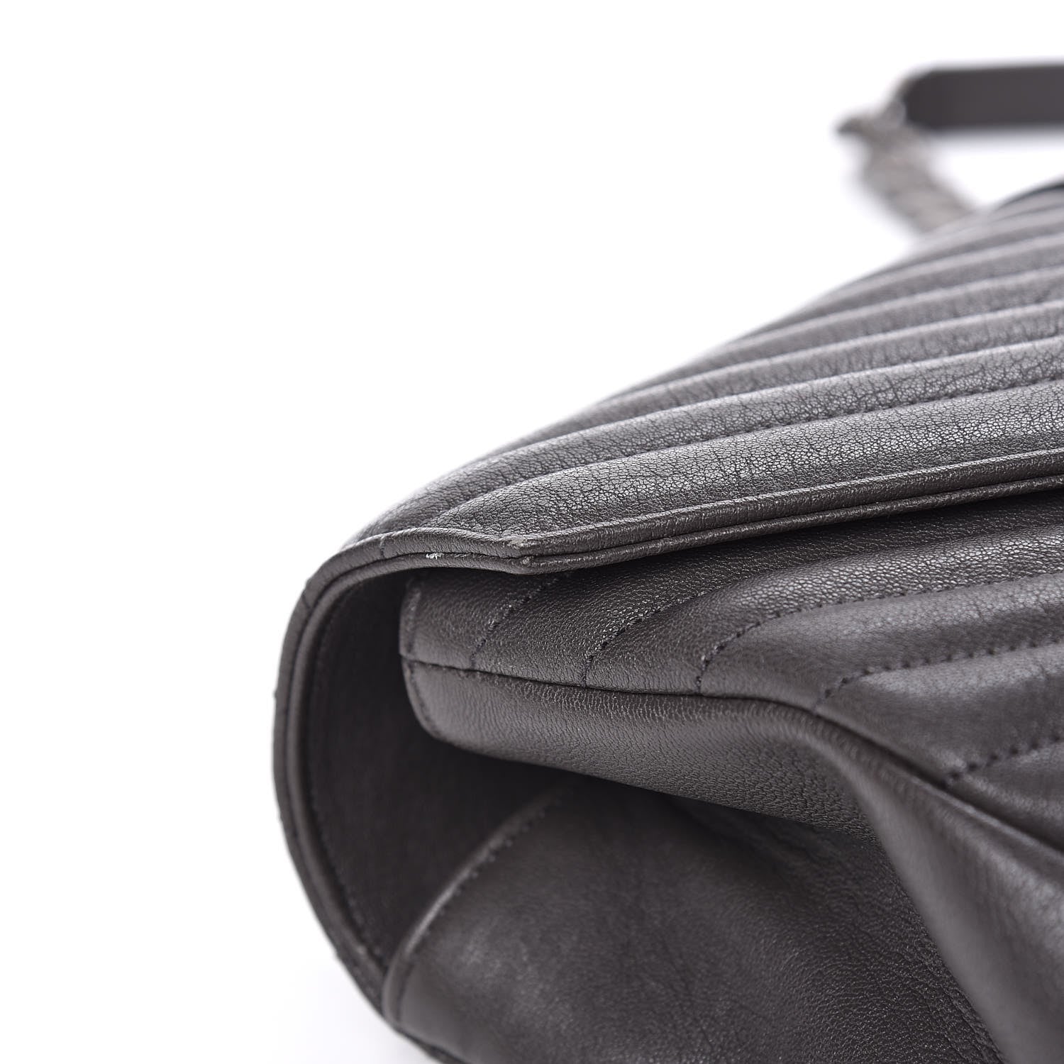 Saint Laurent Sheepskin Matelasse Chevron Monogram Large College Satchel Dark Anthracite 11 of 14
