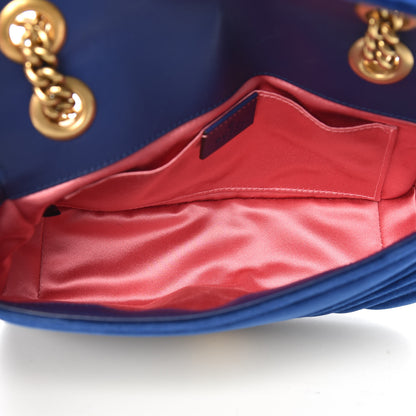 Gucci Velvet Matelasse Mini GG Marmont Shoulder Bag Cobalt Blue 7 of 12