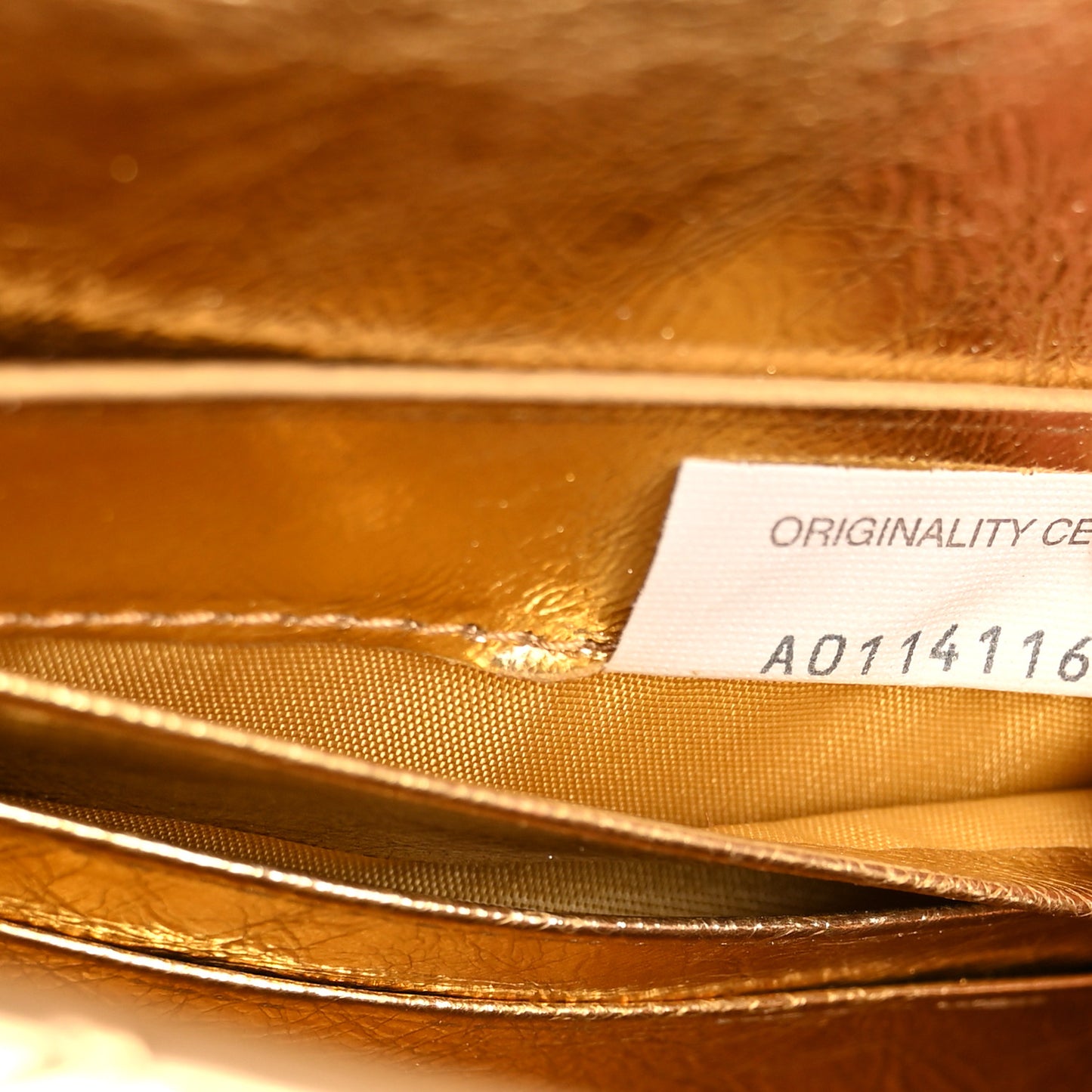 Metallic Lambskin Intrecciato Long Andiamo Top Handle Clutch Gold