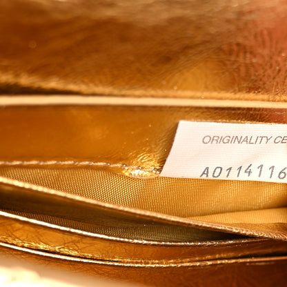 Bottega Veneta Metallic Lambskin Intrecciato Long Andiamo Top Handle Clutch Gold 7 of 7