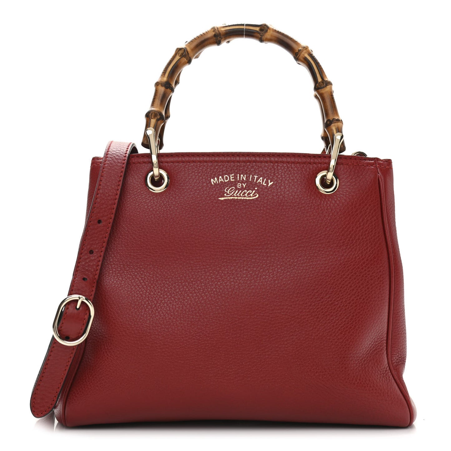 Calfskin Small Bamboo Shopper Tote Red