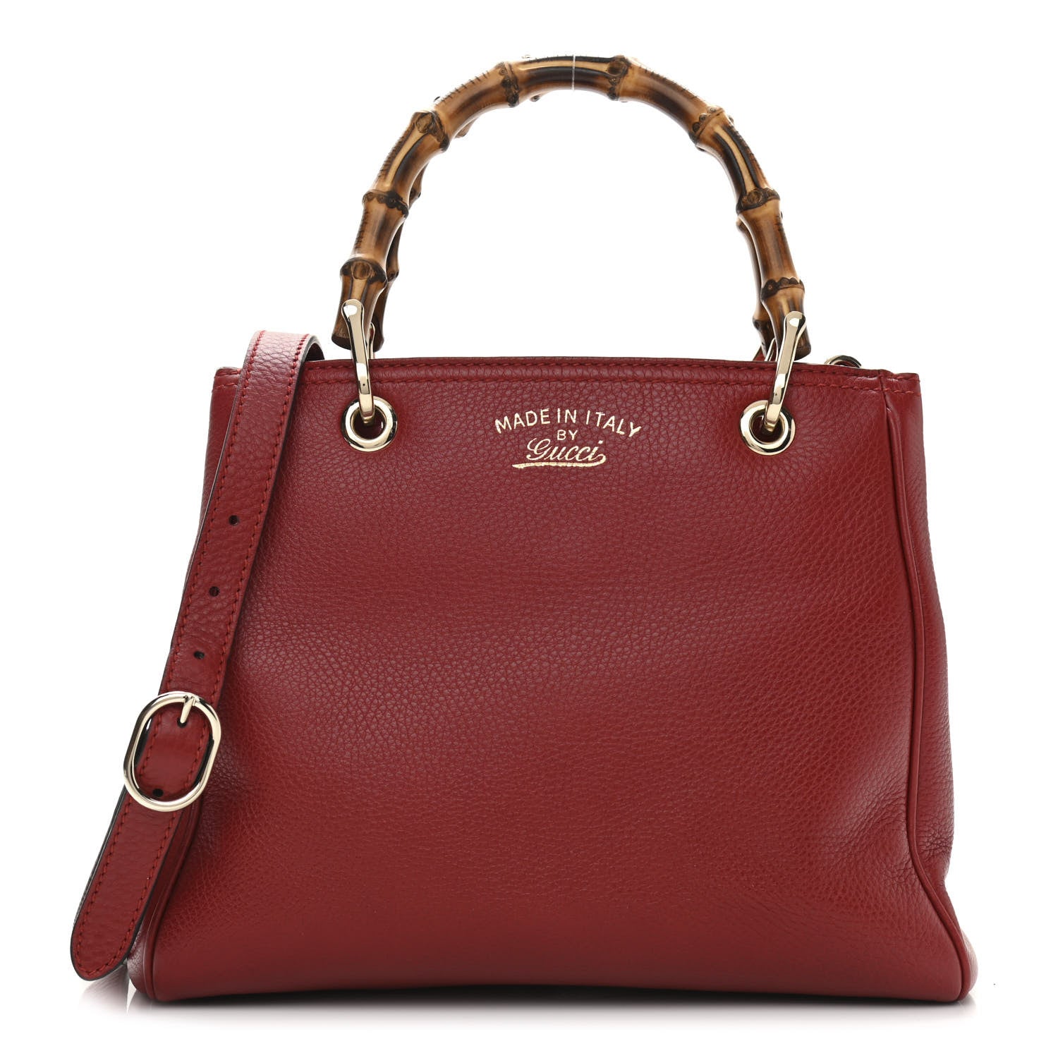 Gucci Calfskin Small Bamboo Shopper Tote Red 1 of 9