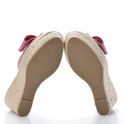 Valentino Garavani Patent Mena Bow Espadrille Wedges 37 Pink Rose 5 of 9