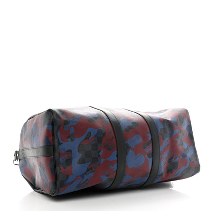 Louis Vuitton Damier Cobalt Camouflage Keepall Bandouliere 45 Bordeaux 3 of 8
