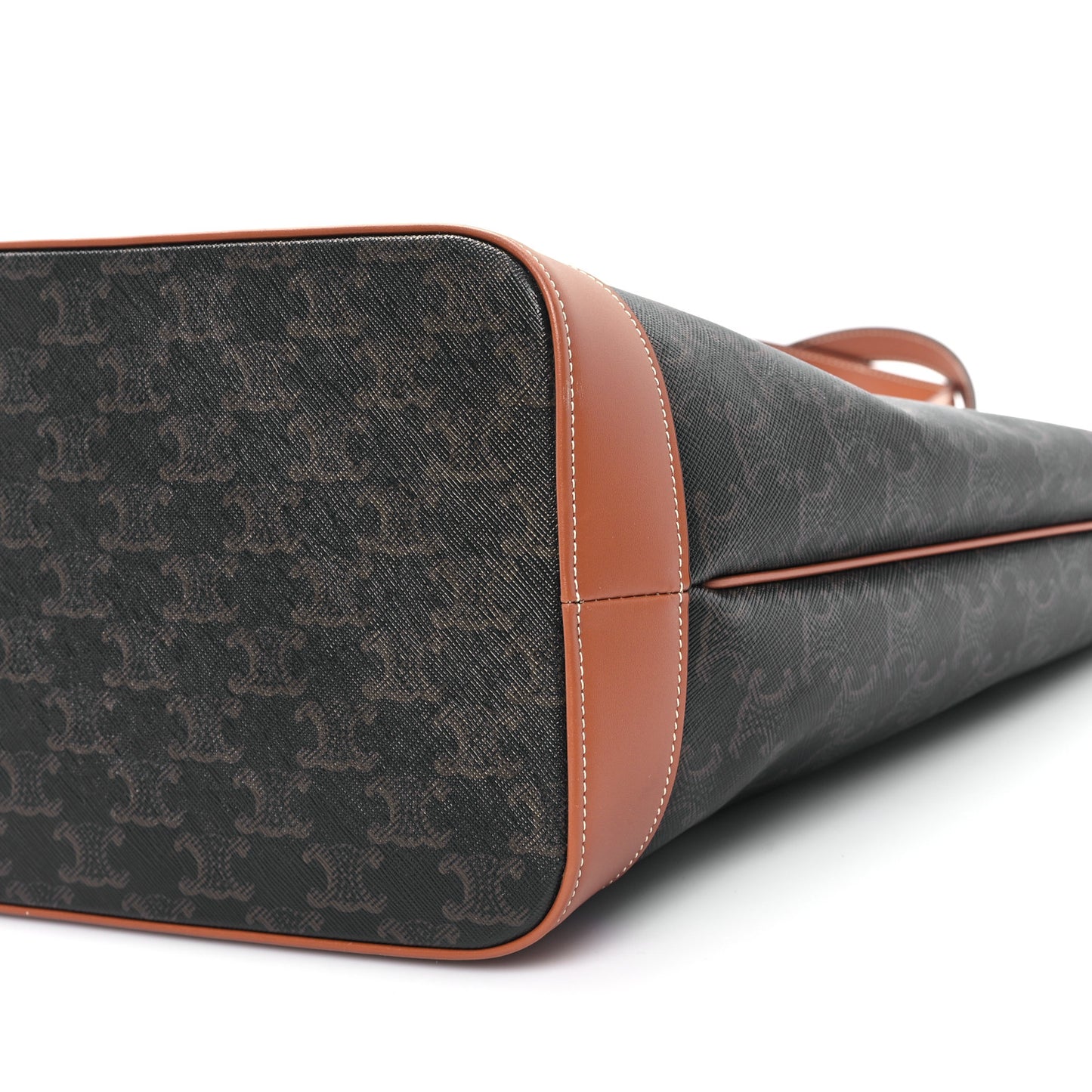 Triomphe Canvas Calfskin Medium Cabas Bag Tan