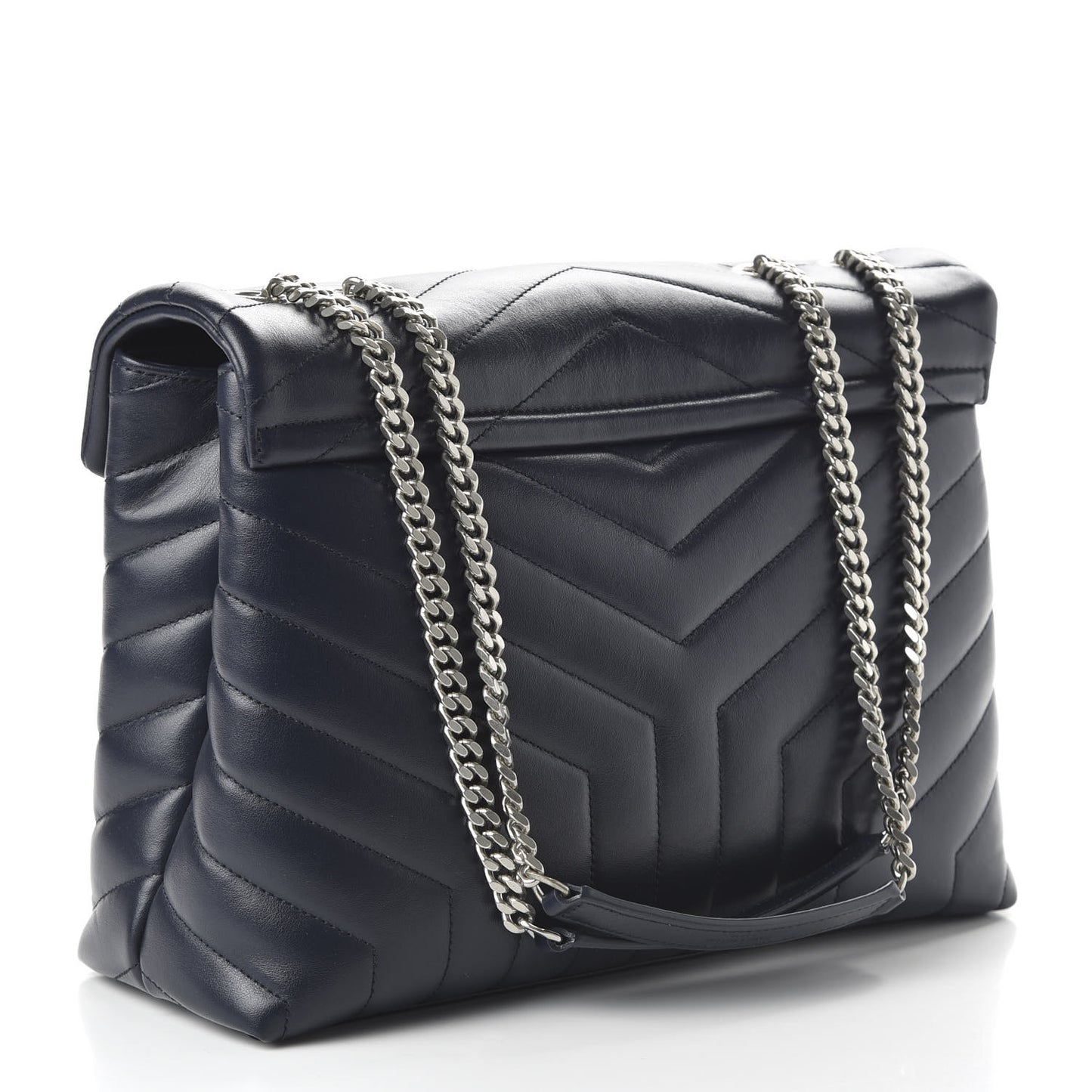 Calfskin Y Quilted Monogram Medium Loulou Chain Satchel Medium Blue