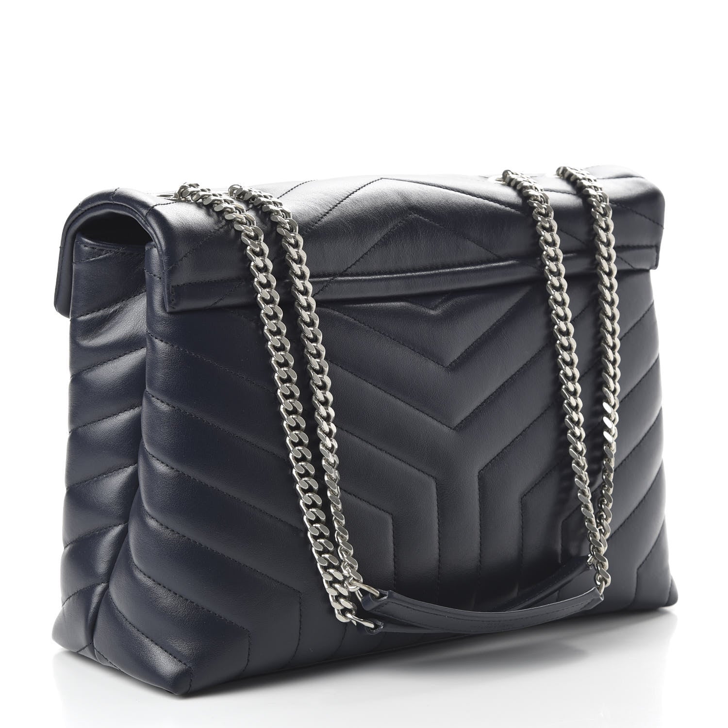 Saint Laurent Calfskin Y Quilted Monogram Medium Loulou Chain Satchel Medium Blue 3 of 9