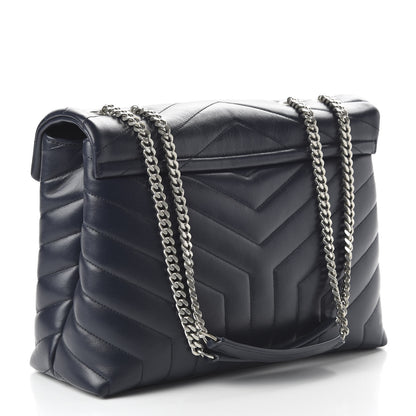 Saint Laurent Calfskin Y Quilted Monogram Medium Loulou Chain Satchel Medium Blue 3 of 9