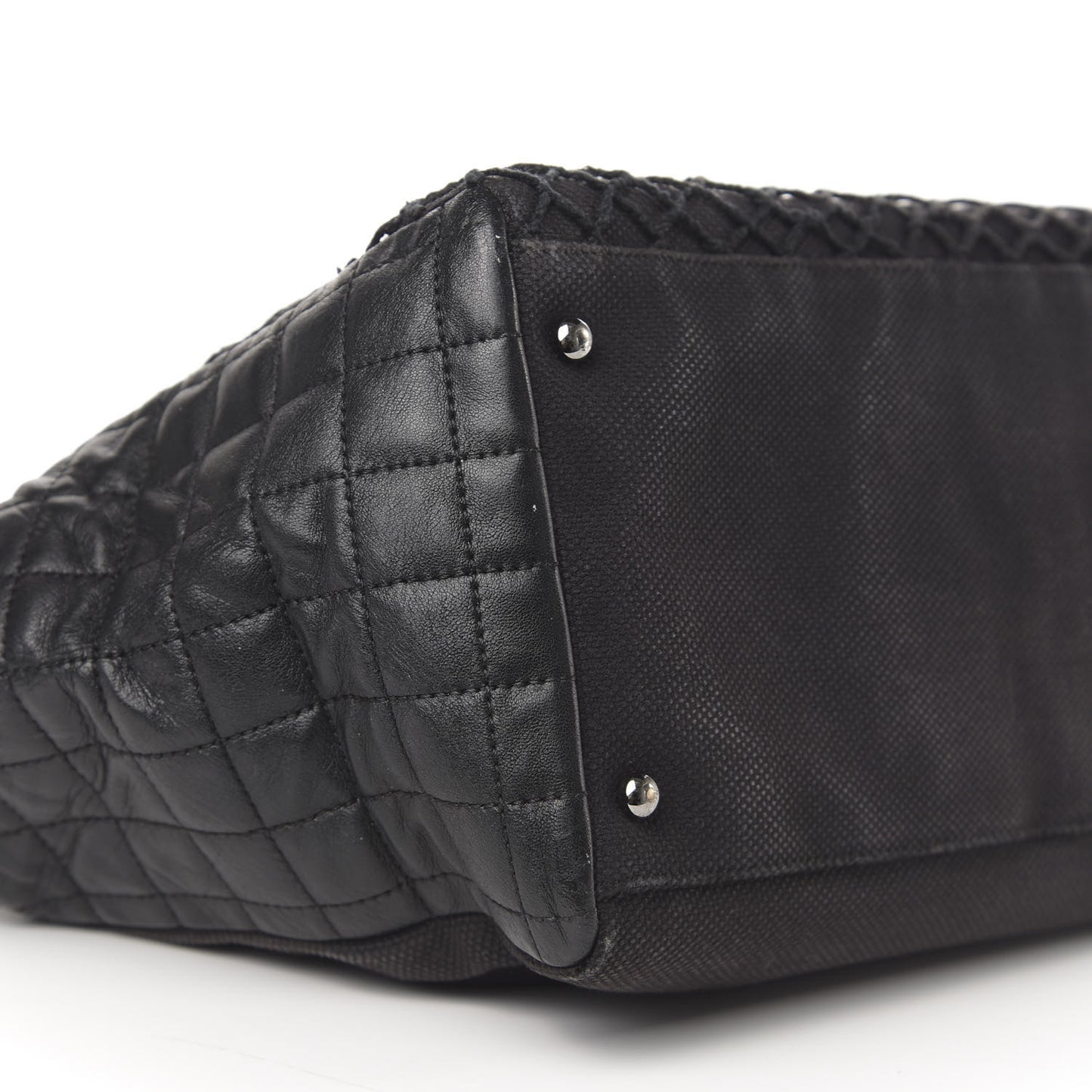 Lambskin Canvas Chocolate Bar CC Shopping Tote Black