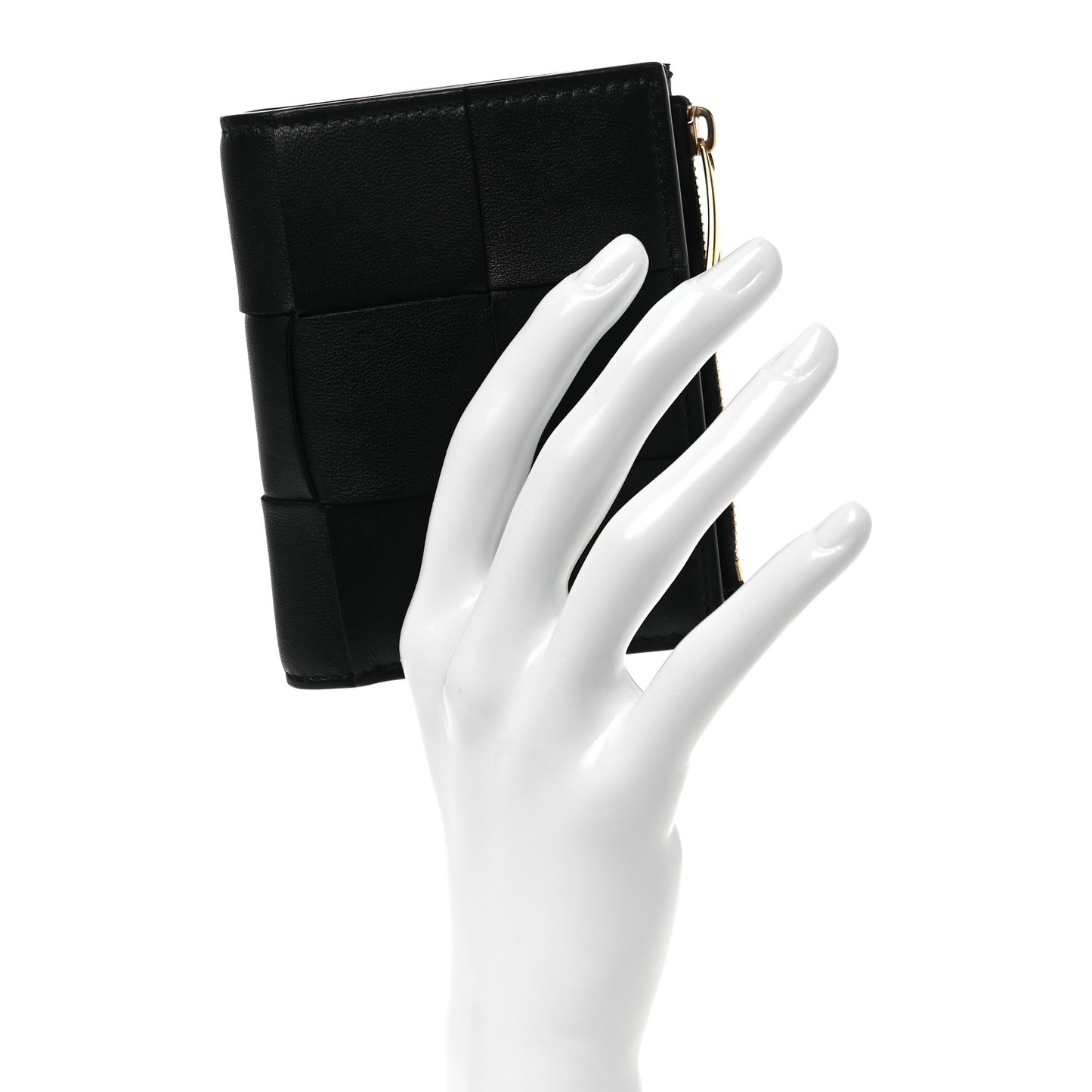 Nappa Maxi Intrecciato Small Bi-Fold Zip Wallet Black