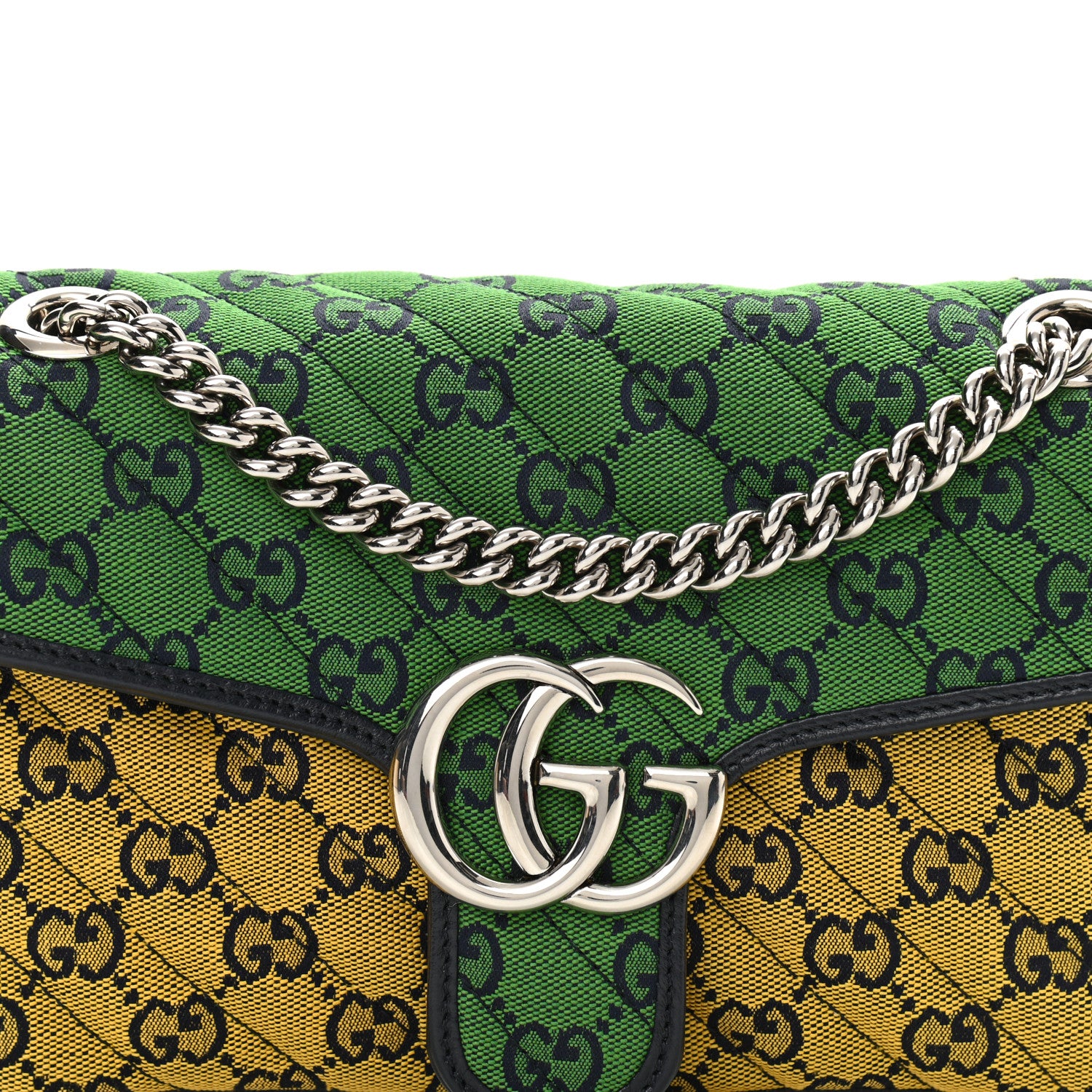 Gucci Monogram Multicolor Matelasse Diagonal Small GG Marmont Shoulder Bag Green Blue Yellow Light Blue Pink 6 of 9