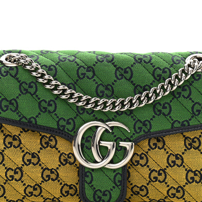 Gucci Monogram Multicolor Matelasse Diagonal Small GG Marmont Shoulder Bag Green Blue Yellow Light Blue Pink 6 of 9