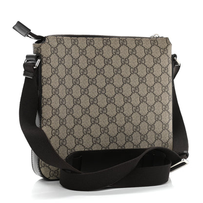 Gucci GG Supreme Monogram Selleria Calfskin Small Flat Messenger Bag Beige Ebony Cocoa Marrone Scuro 3 of 11