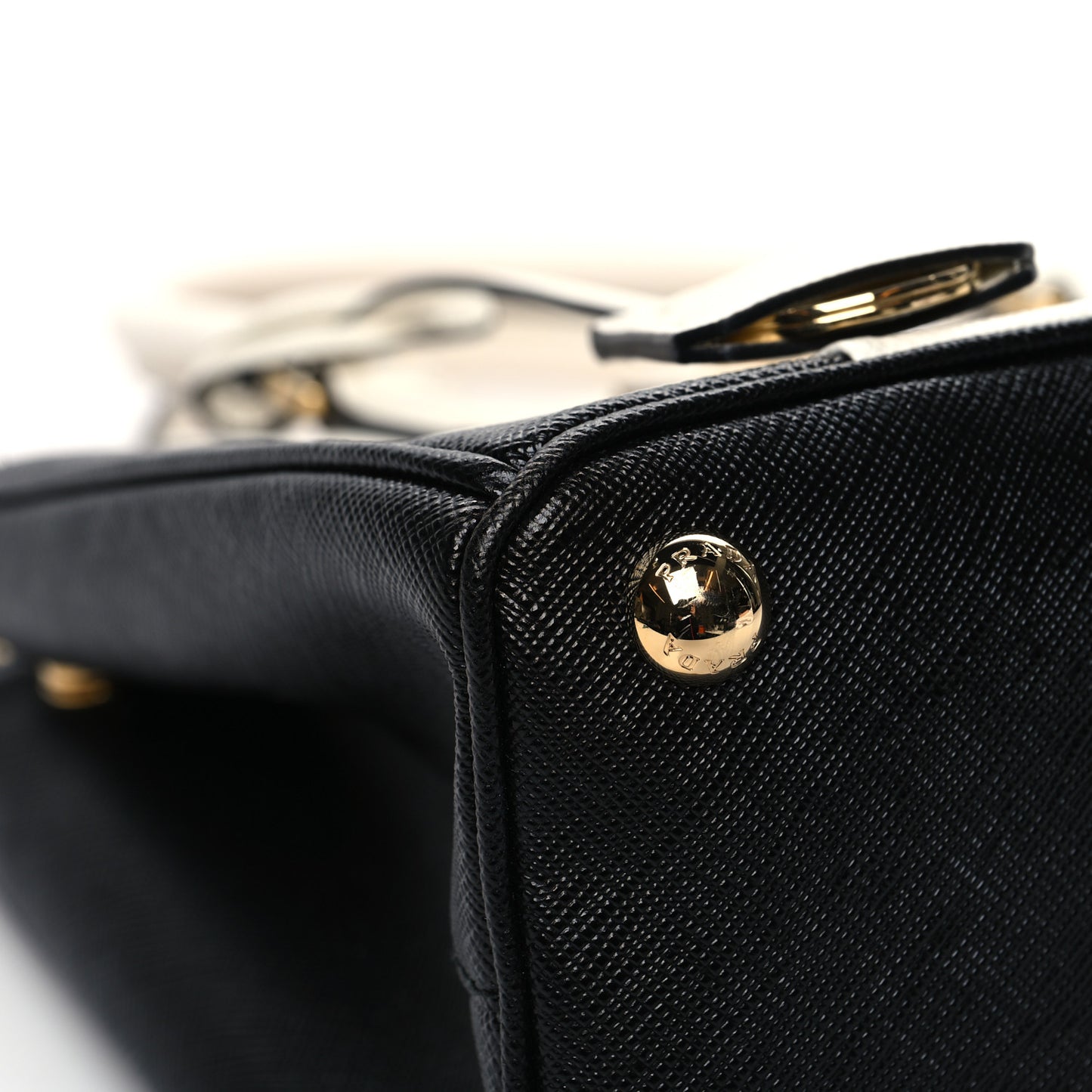 Saffiano Lux Small Bi-Color Galleria Double Zip Tote Black White