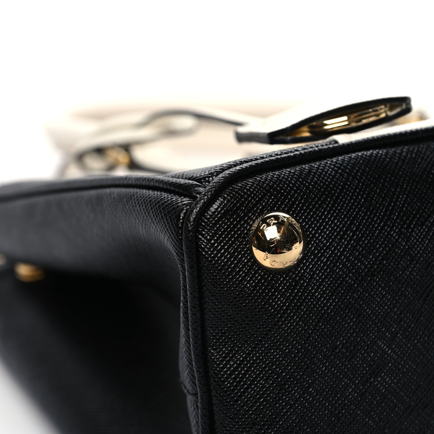 Prada Saffiano Lux Small Bi-Color Galleria Double Zip Tote Black White 9 of 13
