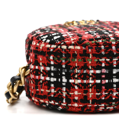 Chanel Tweed Quilted Chanel 19 Round Clutch With Chain  Red Black White Green 9 of 11