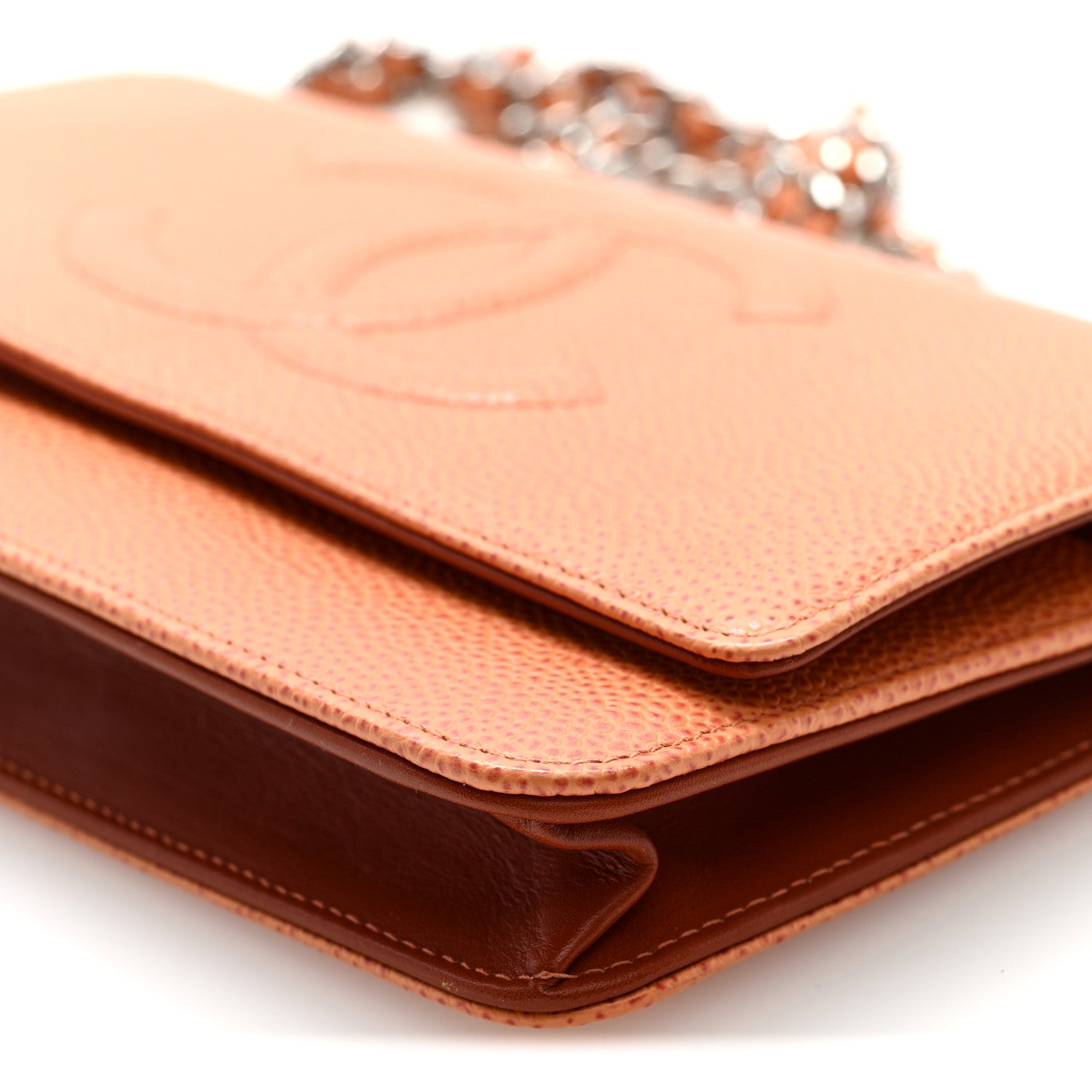 Chanel Caviar Timeless CC Wallet On Chain WOC Orange 10 of 10