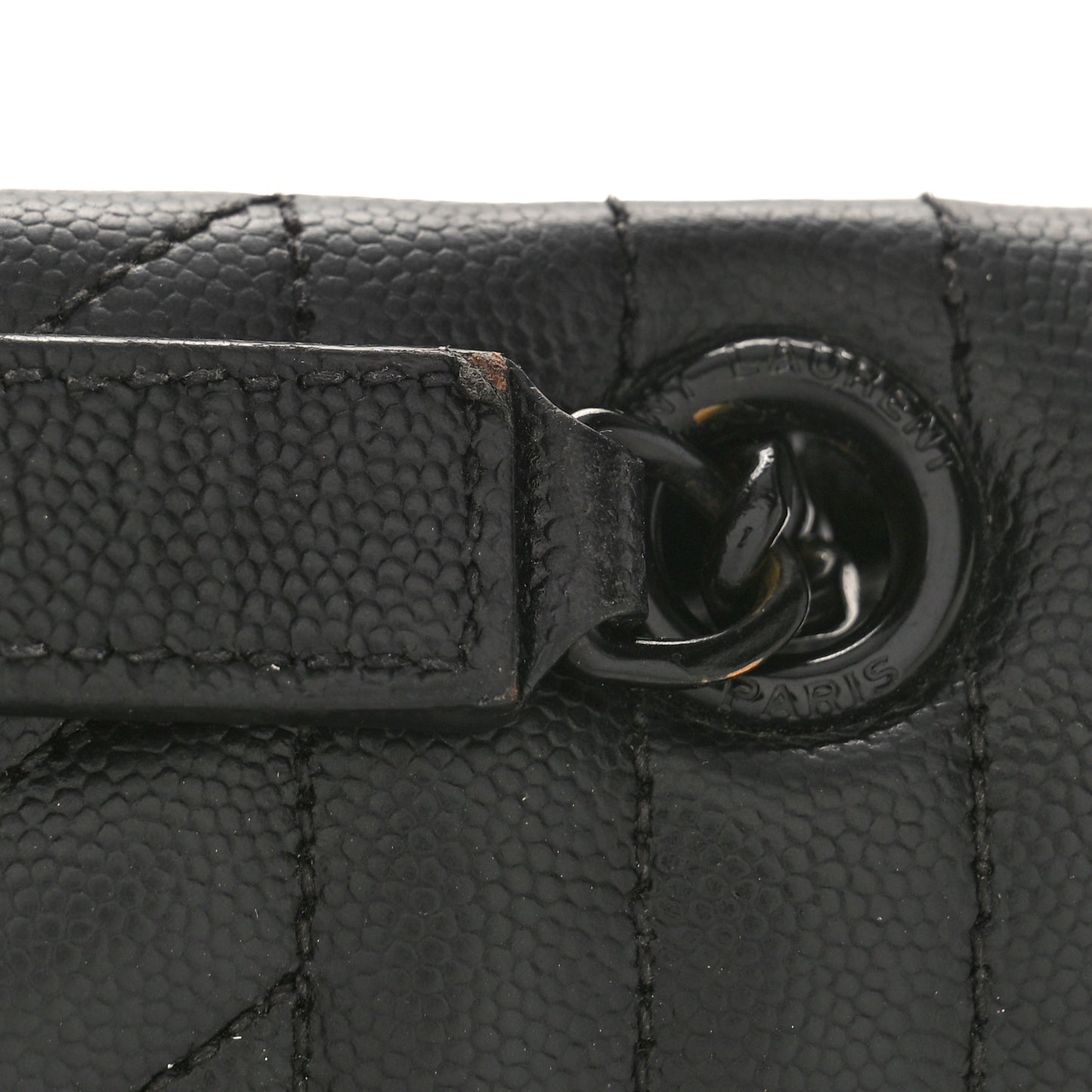 Grain De Poudre Textured Mixed Matelasse Large Triquilt Monogram Monochrome Satchel Black