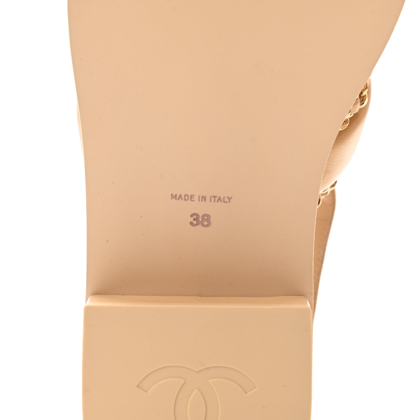 Lambskin Cork Chain Sandals 38 Beige