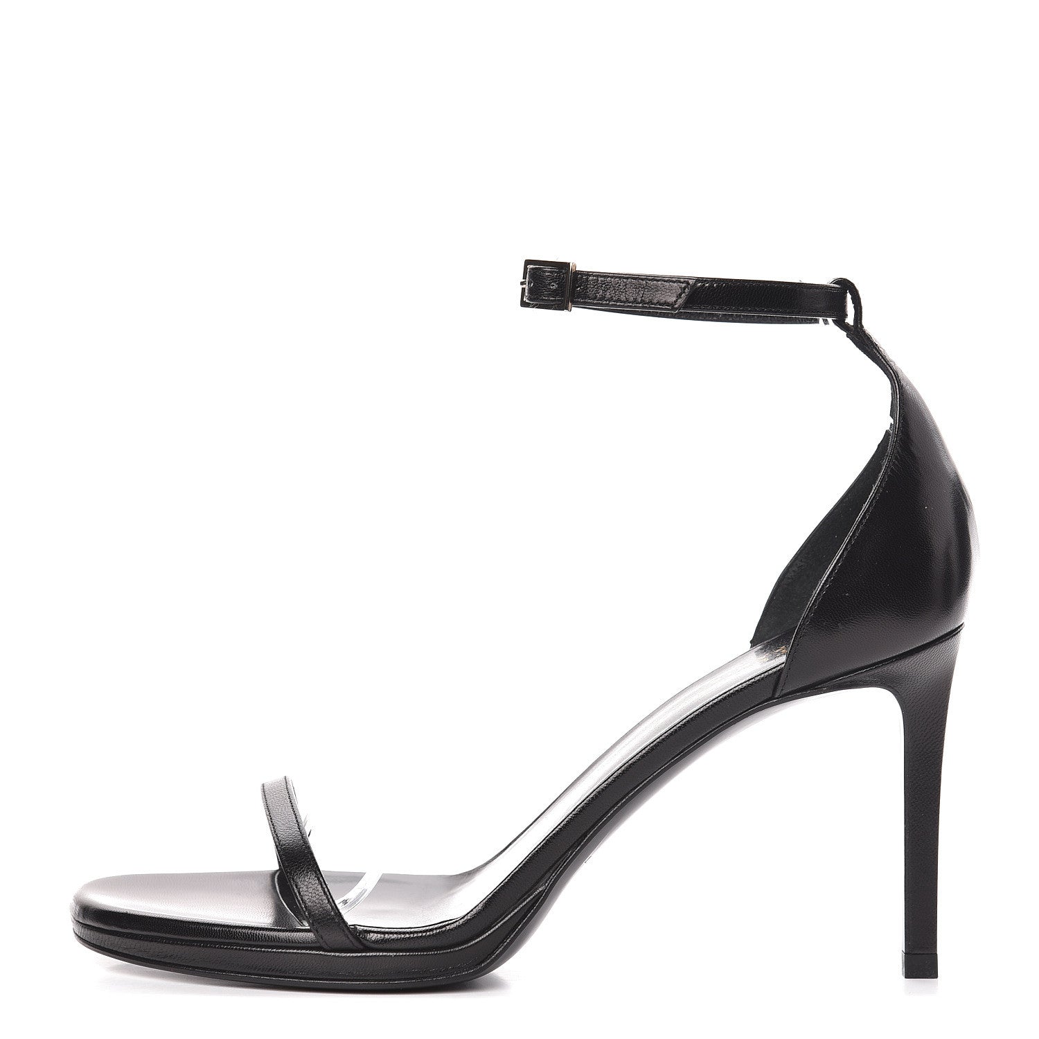 Saint Laurent Calfskin Jane 80 Ankle Strap Sandals 38 Black 1 of 11