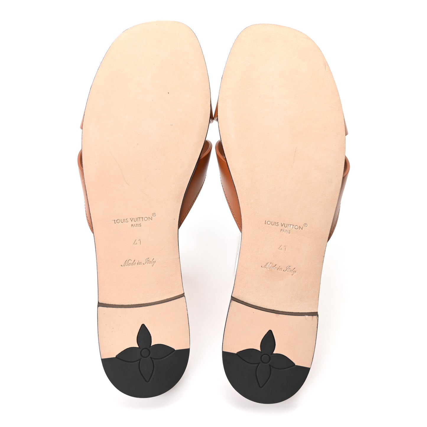 Calfskin LV Isola Flat Sandals 41 Cognac