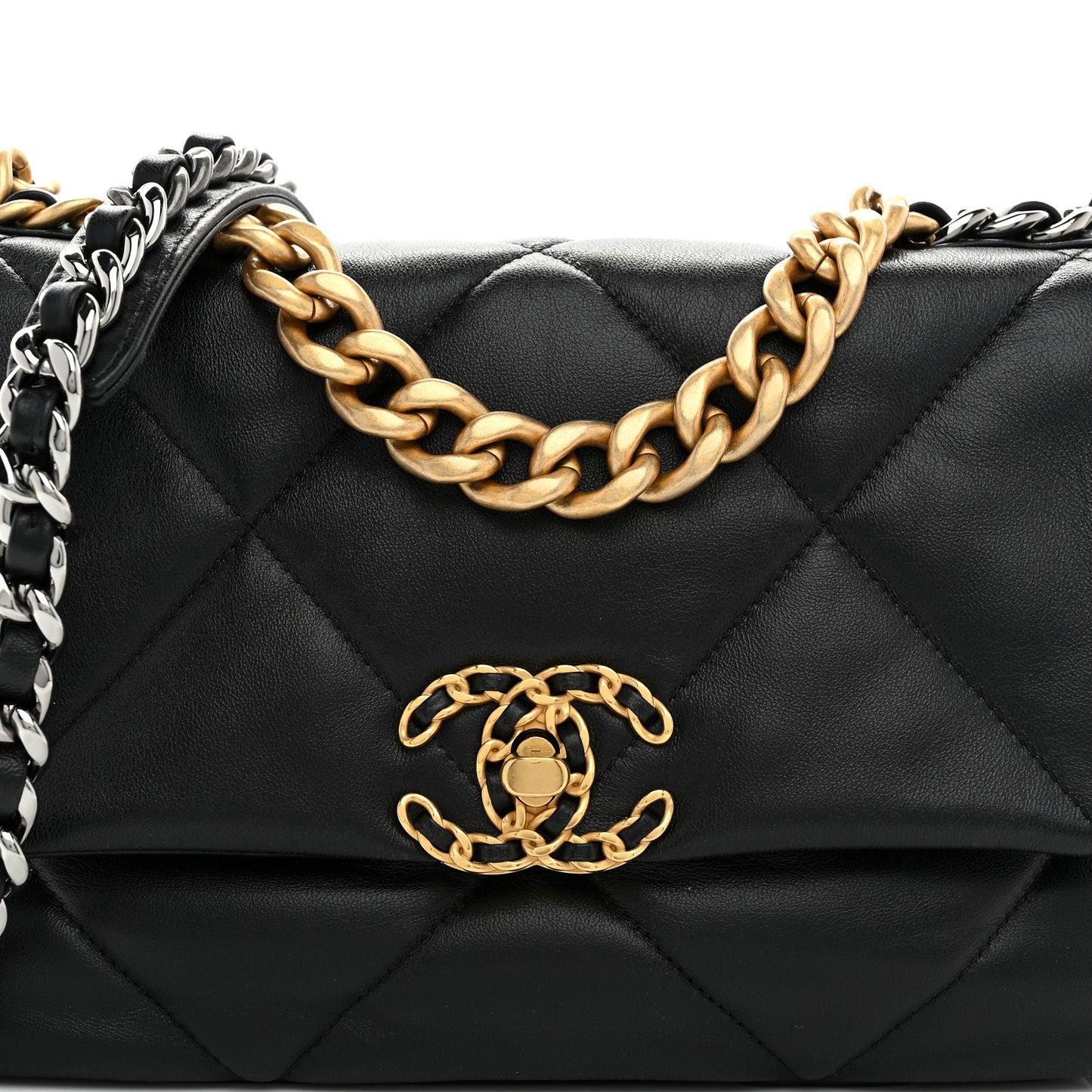 Lambskin Quilted Medium Chanel 19 Flap Black