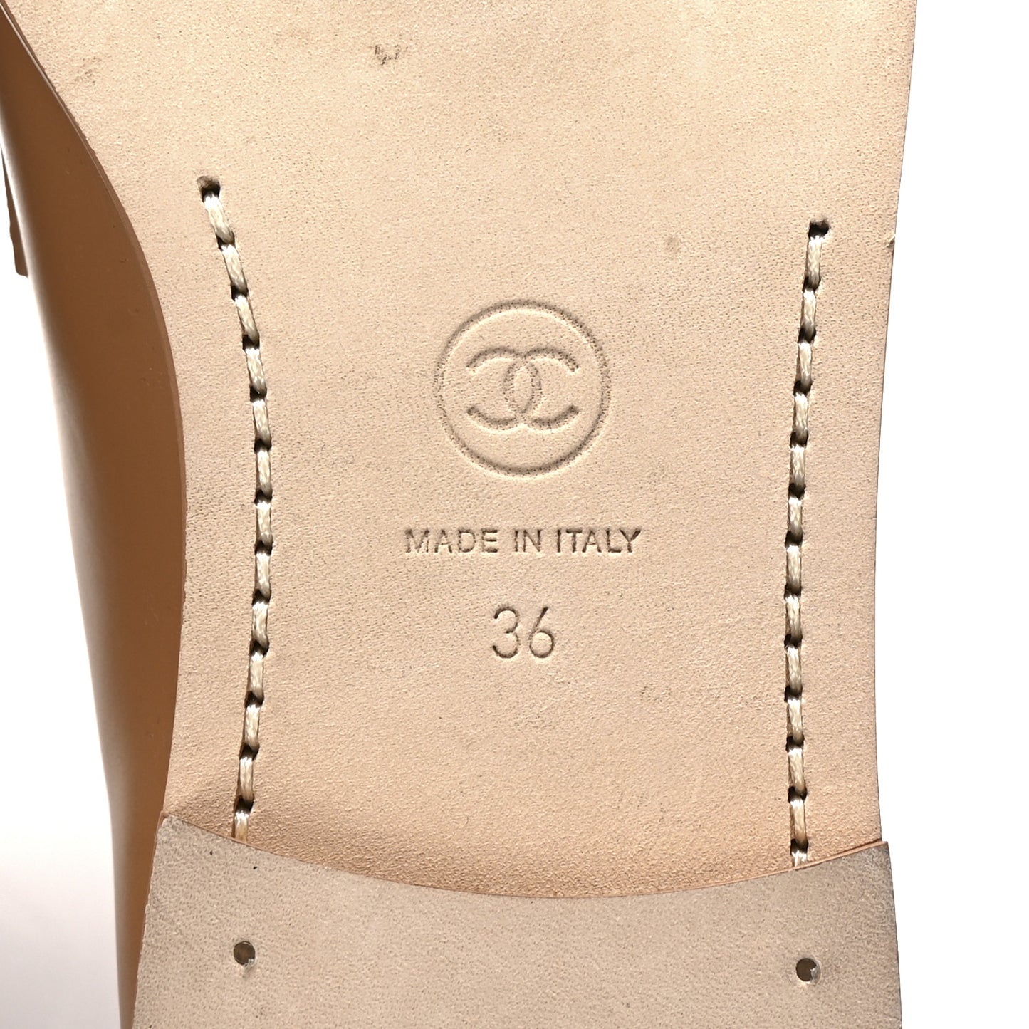 Shiny Calfskin CC Moccasin Loafers 36 Brown