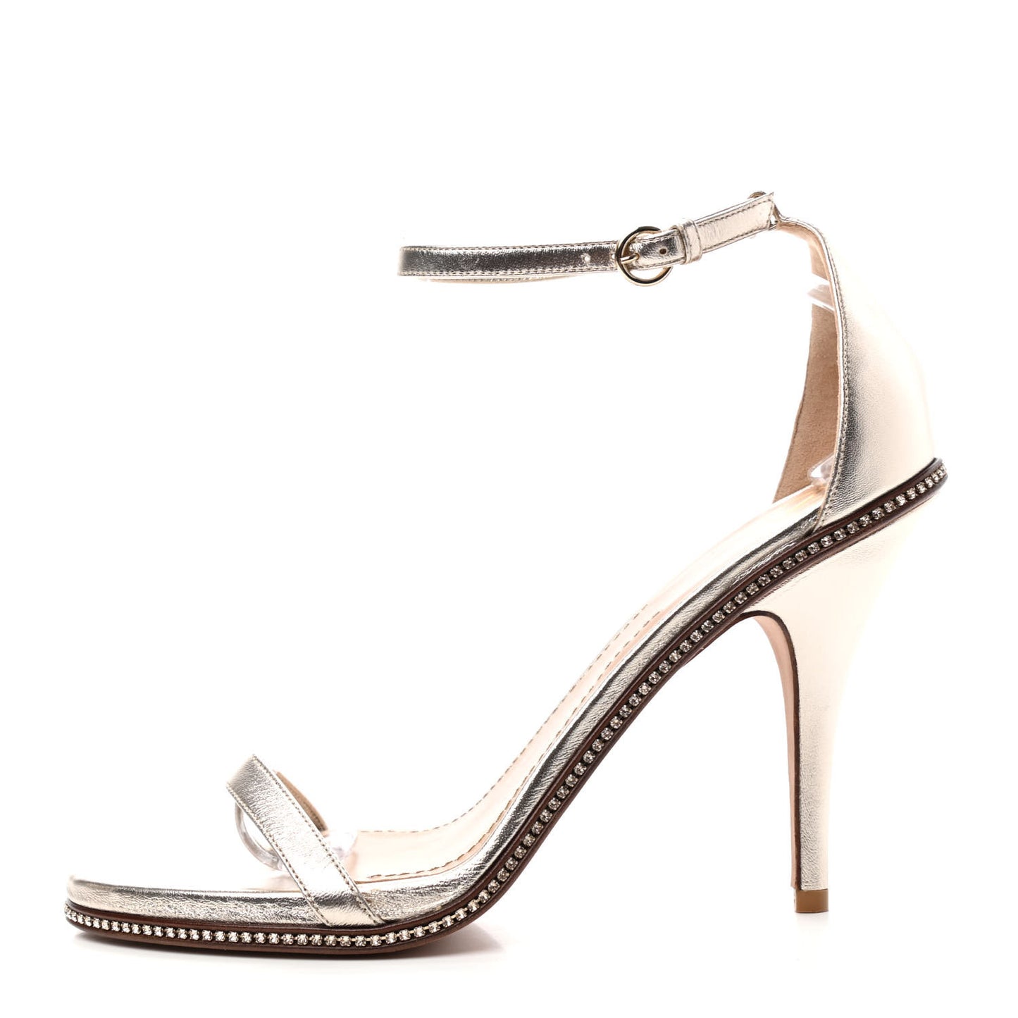 Metallic Nappa Crystal Star Carpet Evening Sandals 40 Silver