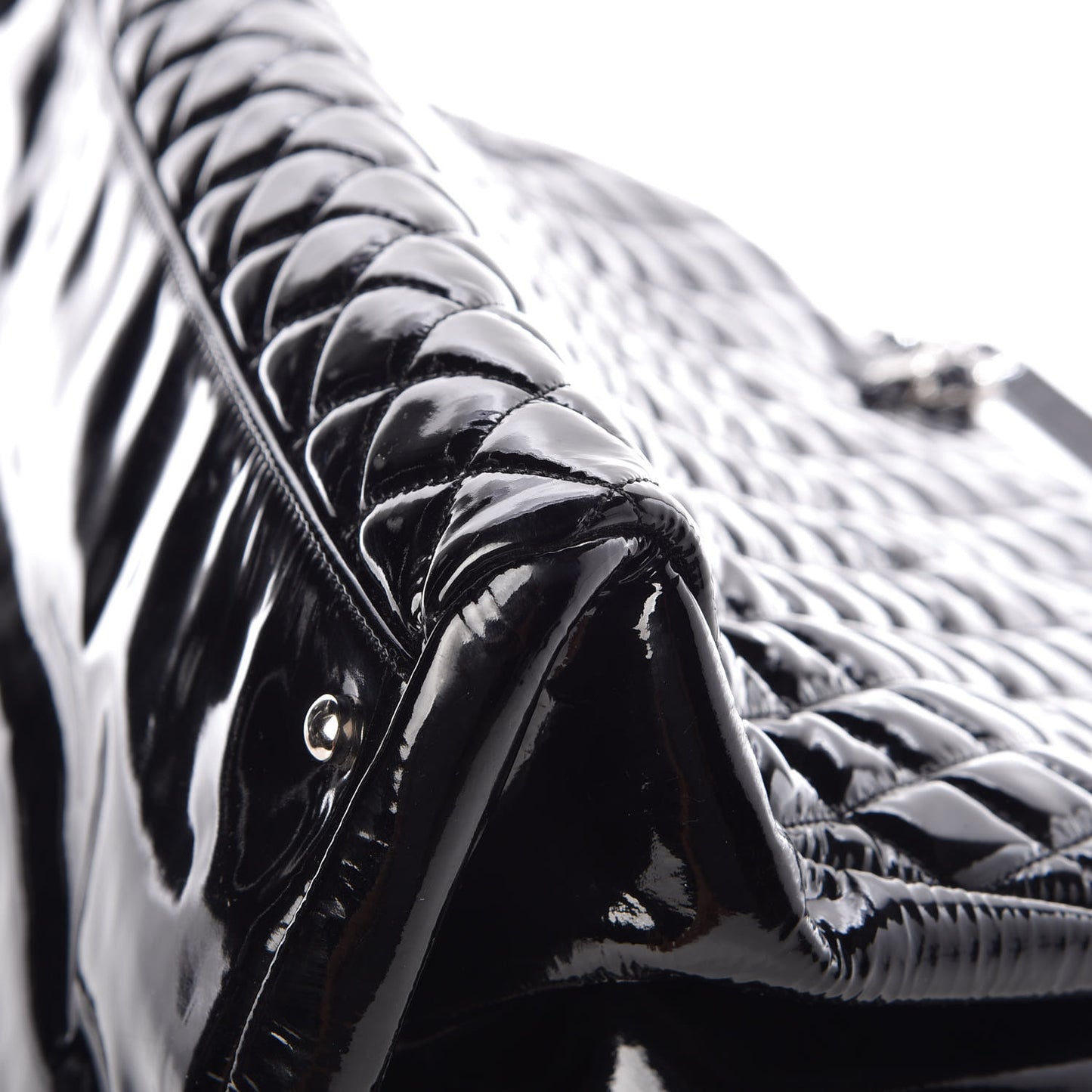 Patent Quilted Maxi Just Mademoiselle Bowling Bag Black