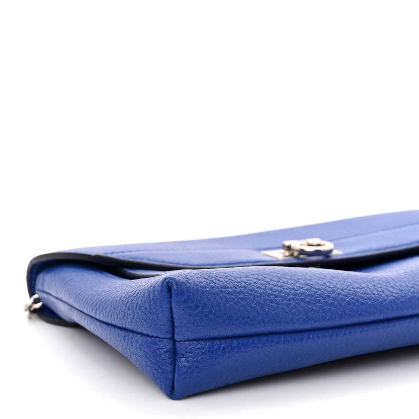 Grained Calfskin Gancini Chain Shoulder Bag Blue