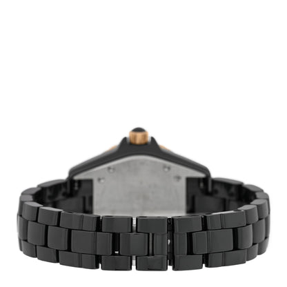 Chanel Stainless Steel 18K Yellow Gold Ceramic Diamond 33mm J12 Quartz Watch Black 3 of 4