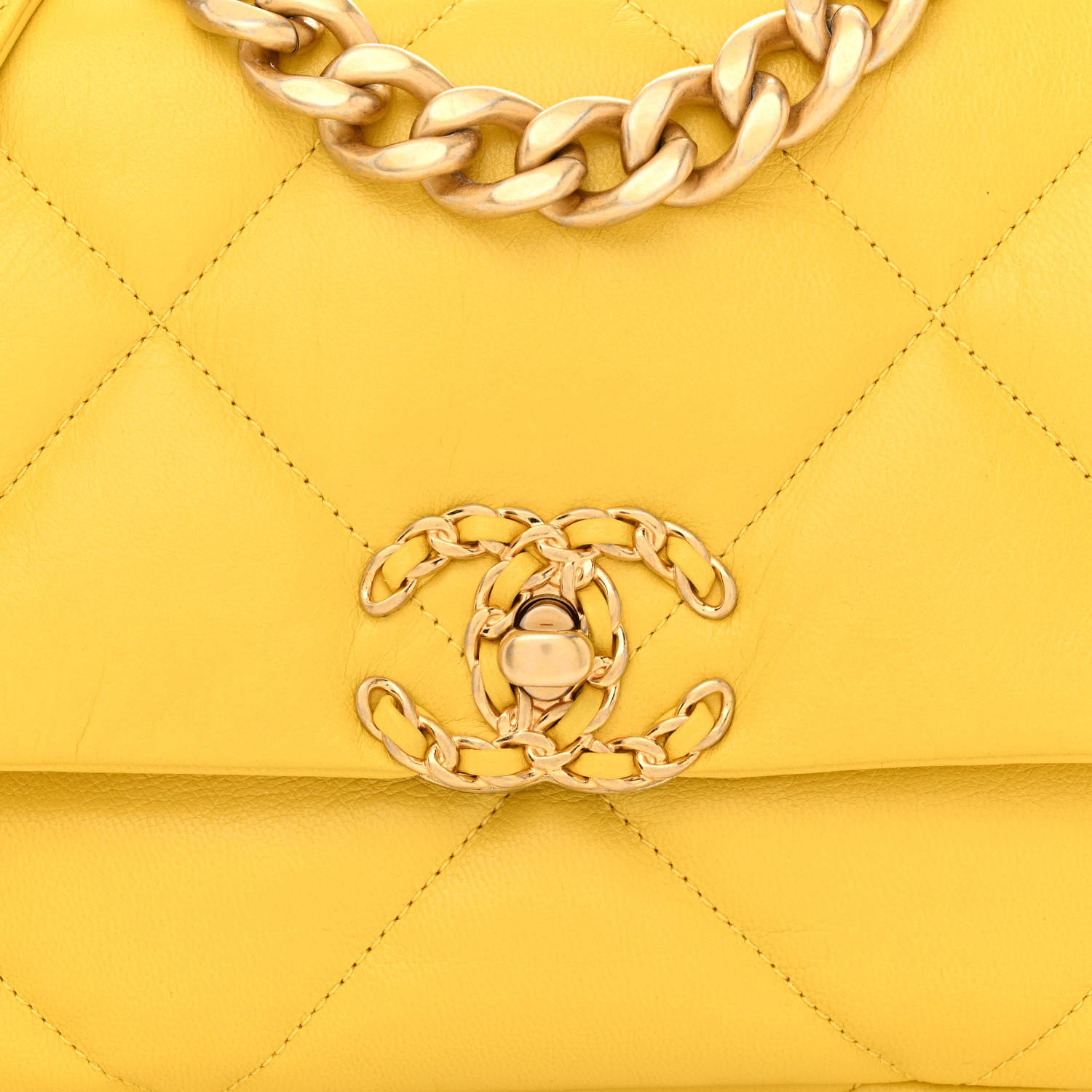 Chanel Lambskin Quilted Medium Chanel 19 Flap Yellow 8 of 11