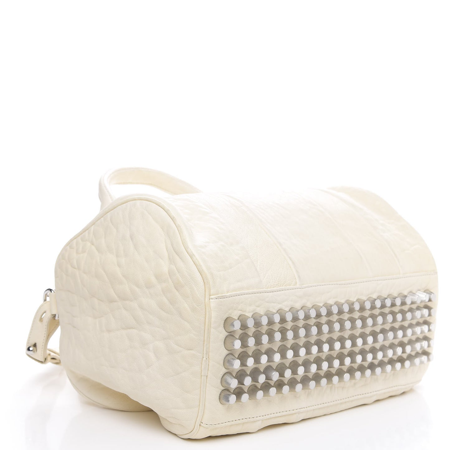 Pebbled Lambskin Rocco Bone Silver Hardware