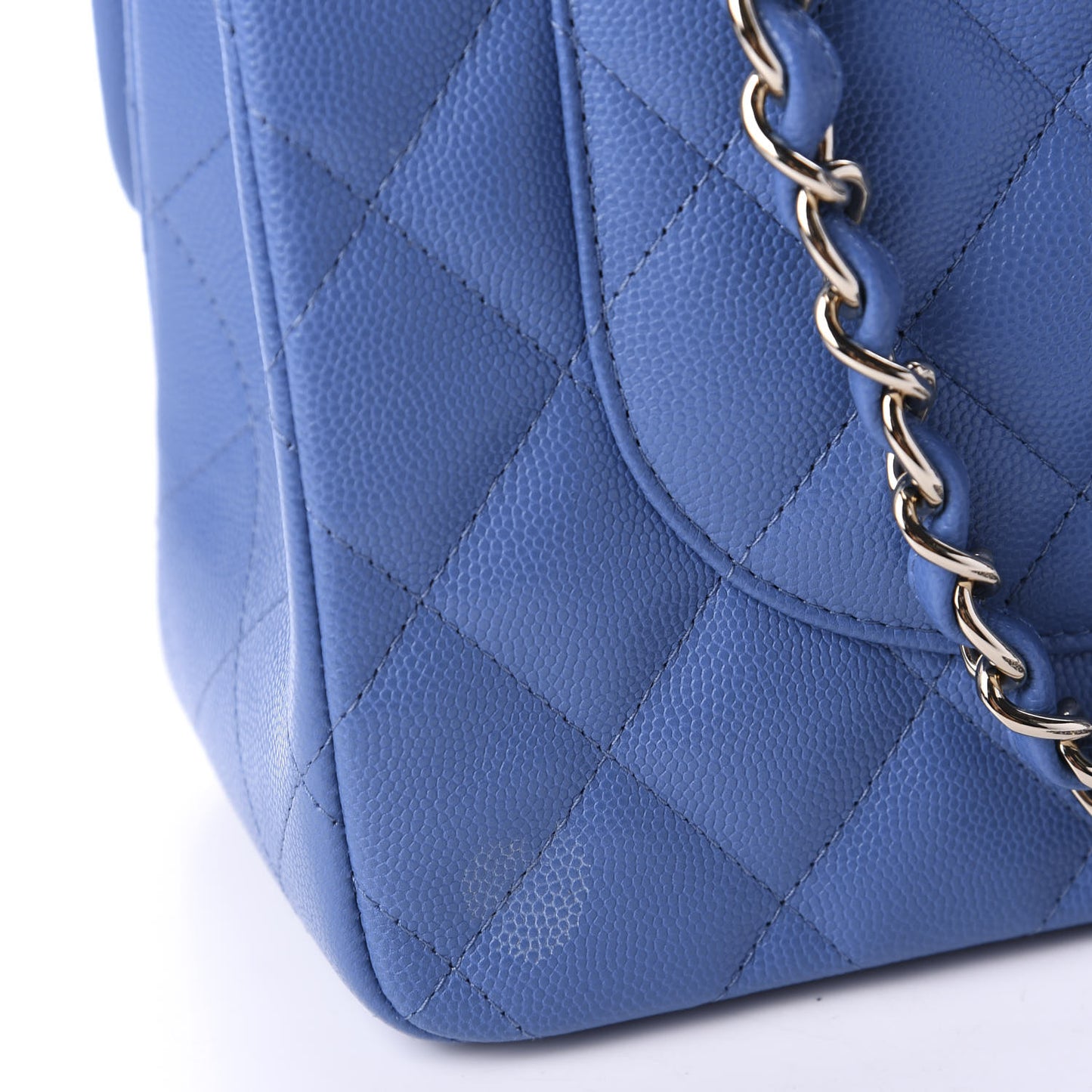Caviar Quilted Jumbo Double Flap Blue