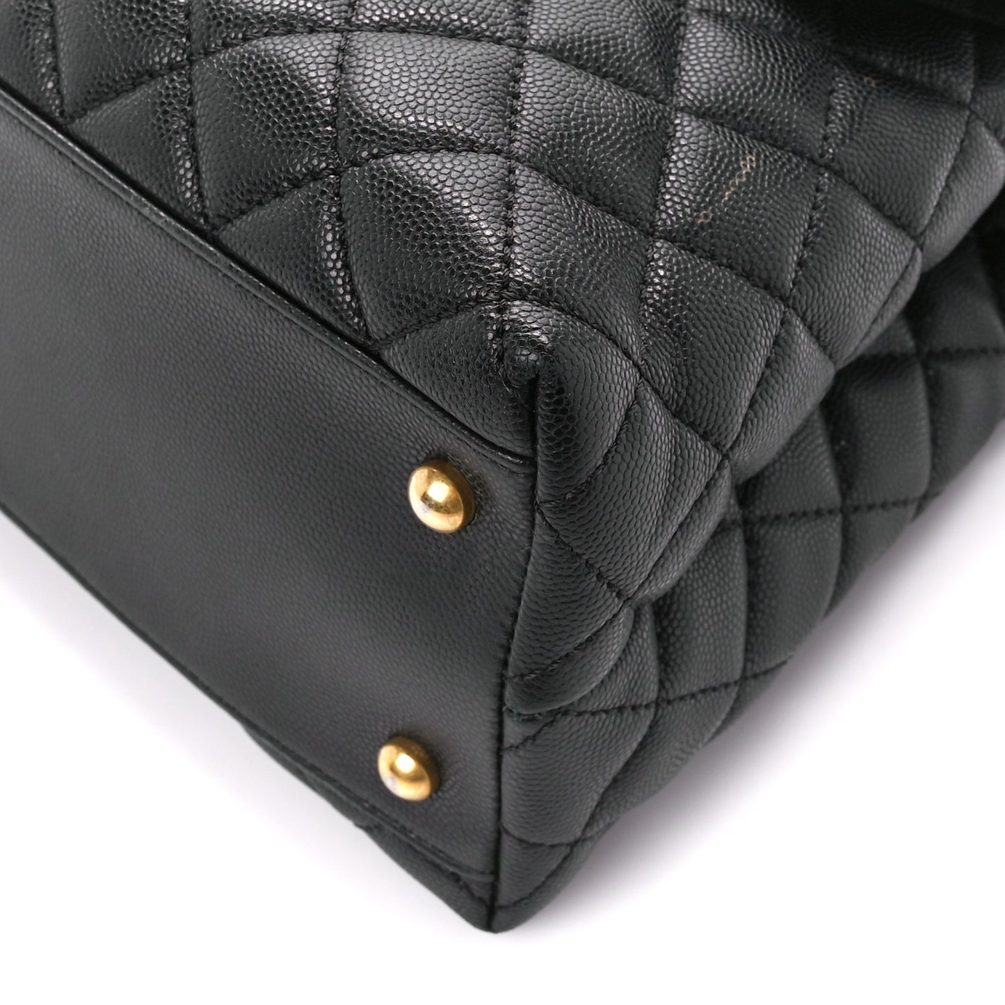 Caviar Lizard Quilted Medium Coco Handle Flap Black