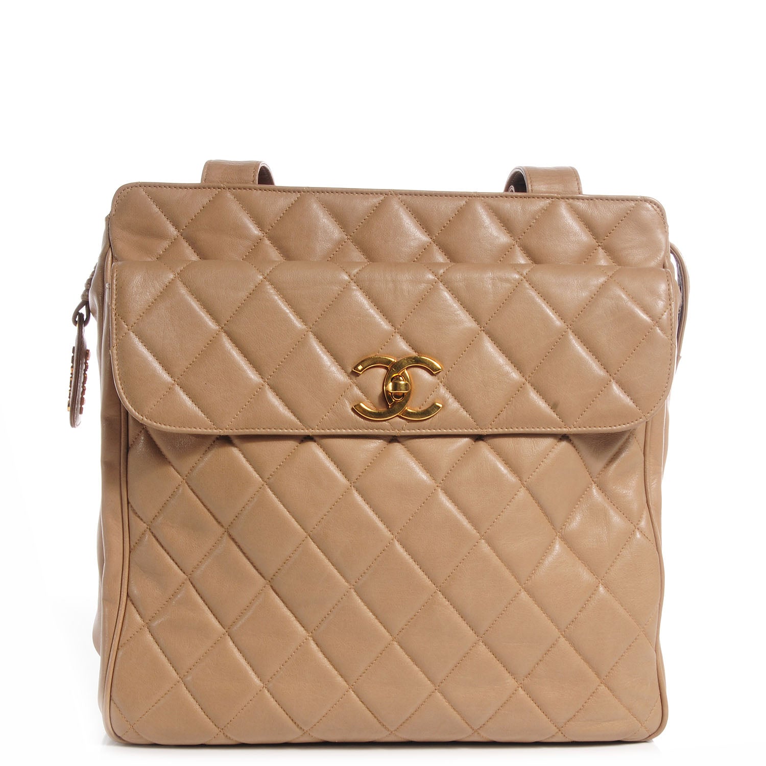 Chanel Lambskin Flap Shoulder Bag Beige 1 of 10