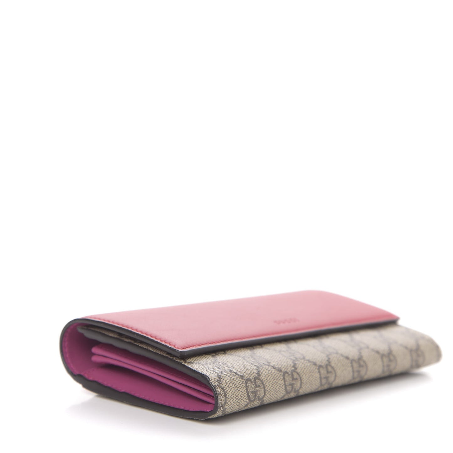 GG Supreme Monogram Calfskin Continental Wallet Beige Ebony Hibiscus Red New Rosette
