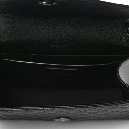 Saint Laurent Grain De Poudre Textured Mixed Matelasse Triquilt Medium Monogram Satchel Black 5 of 10