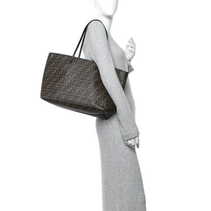 Fendi Zucca Spalmati Medium Roll Tote Tobacco Blue 2 of 13