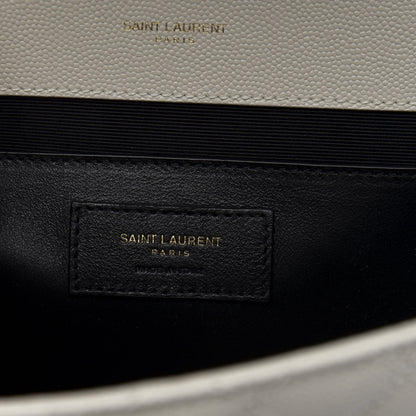 Saint Laurent Grain De Poudre Textured Mixed Matelasse Medium Triquilt Monogram Satchel Crema Soft 9 of 10