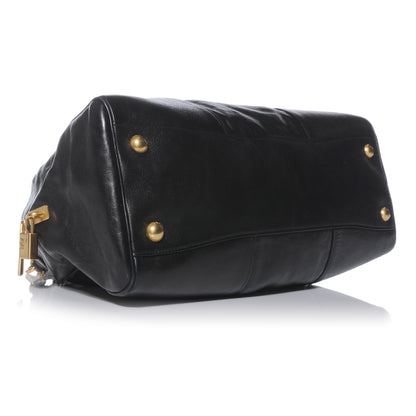 Prada Glace Calf Large Dome Satchel Black 4 of 12