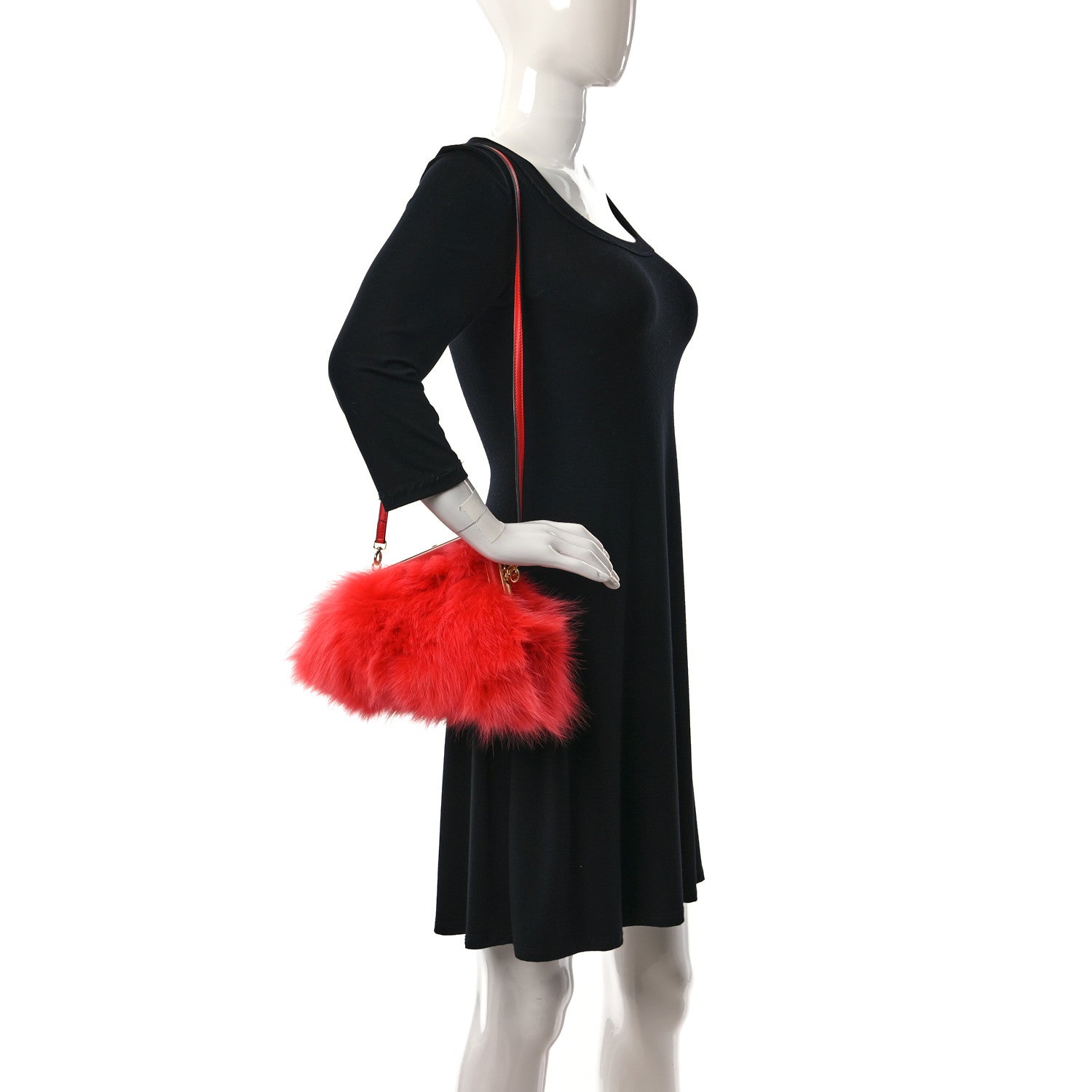 Fendi Fox Fur Shiny Nappa Small Fendi First Papavero 2 of 9