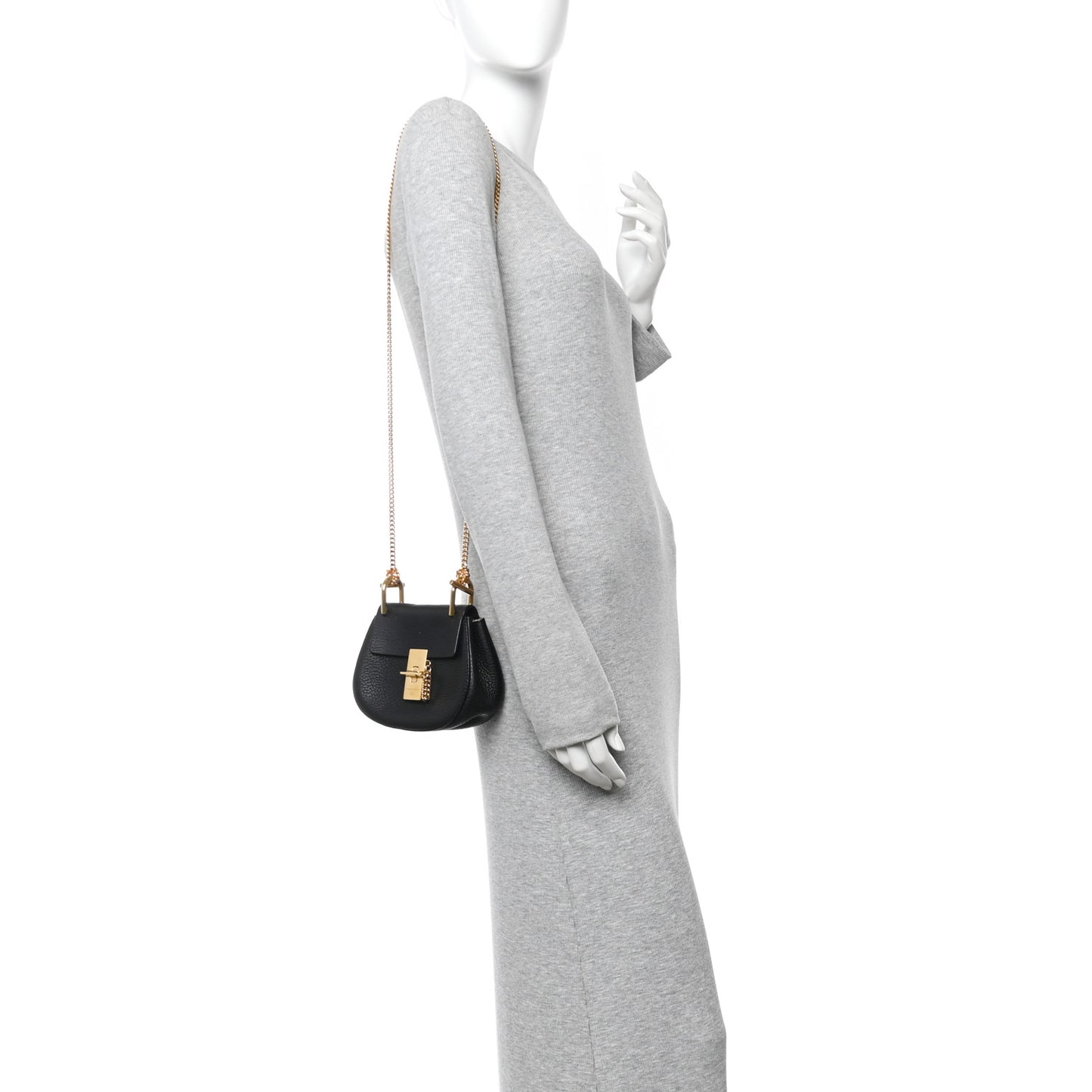 Grained Lambskin Nano Drew Shoulder Bag Black