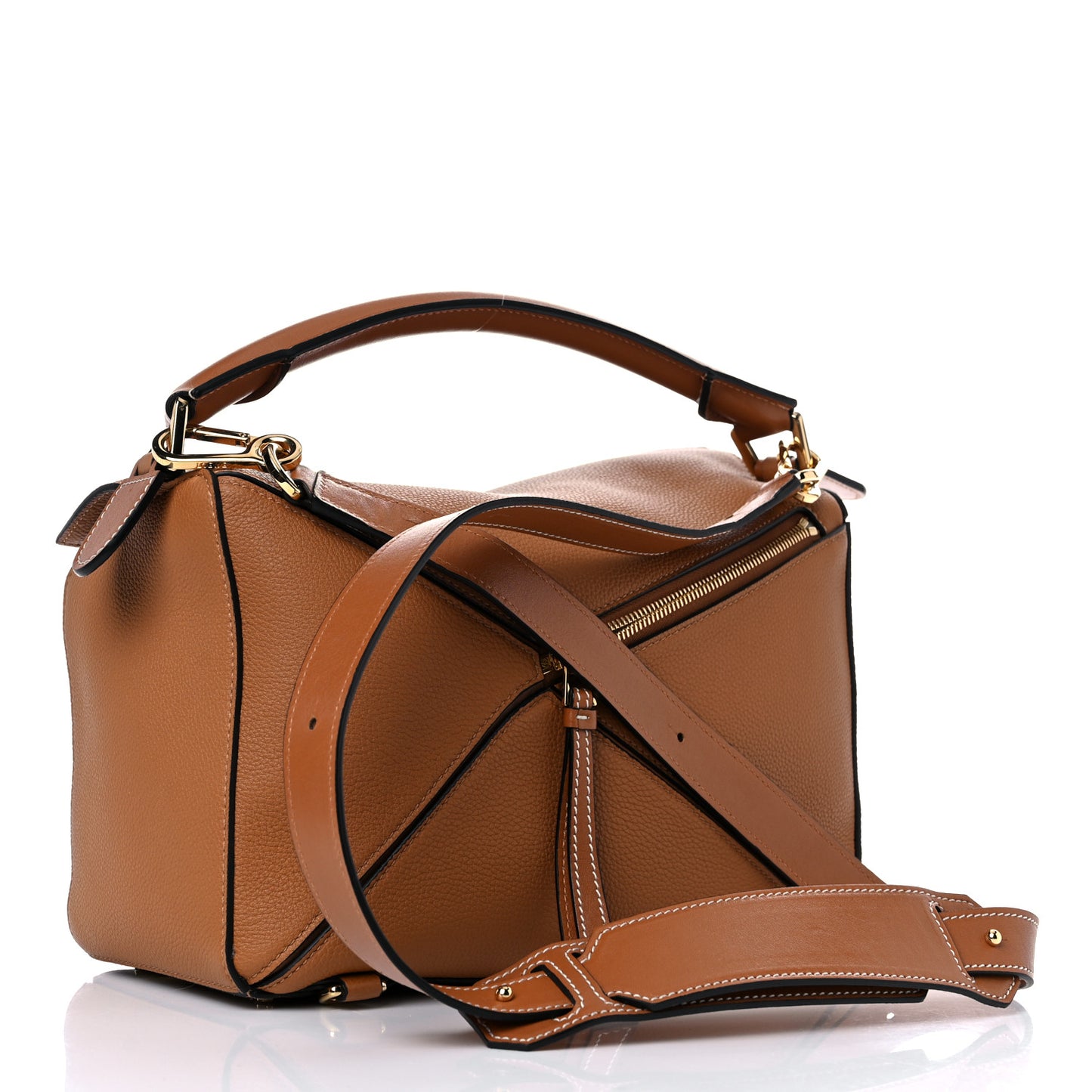 Calfskin Medium Puzzle Bag Light Caramel