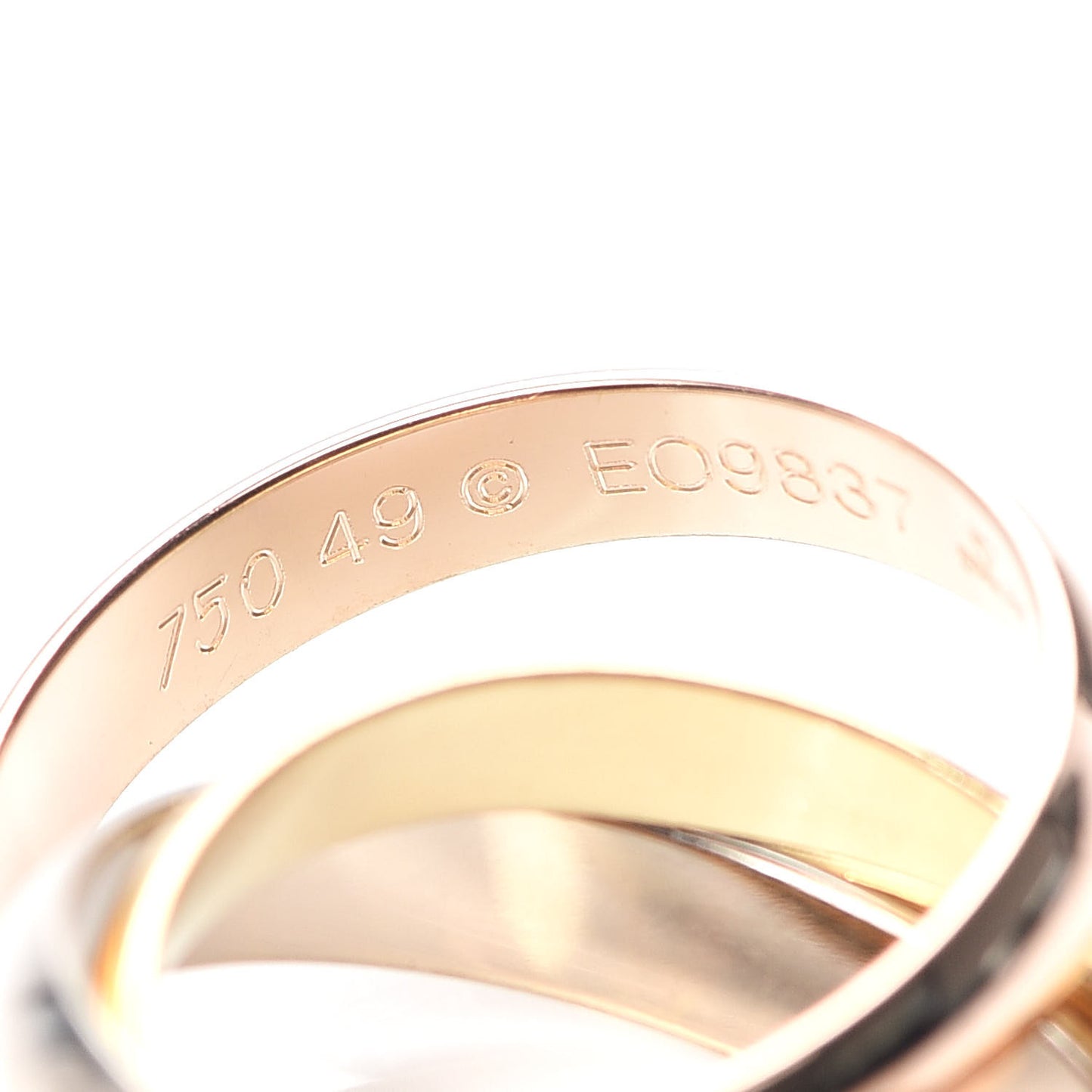 18K Pink Yellow White Gold Classic Trinity Ring 49 4.75